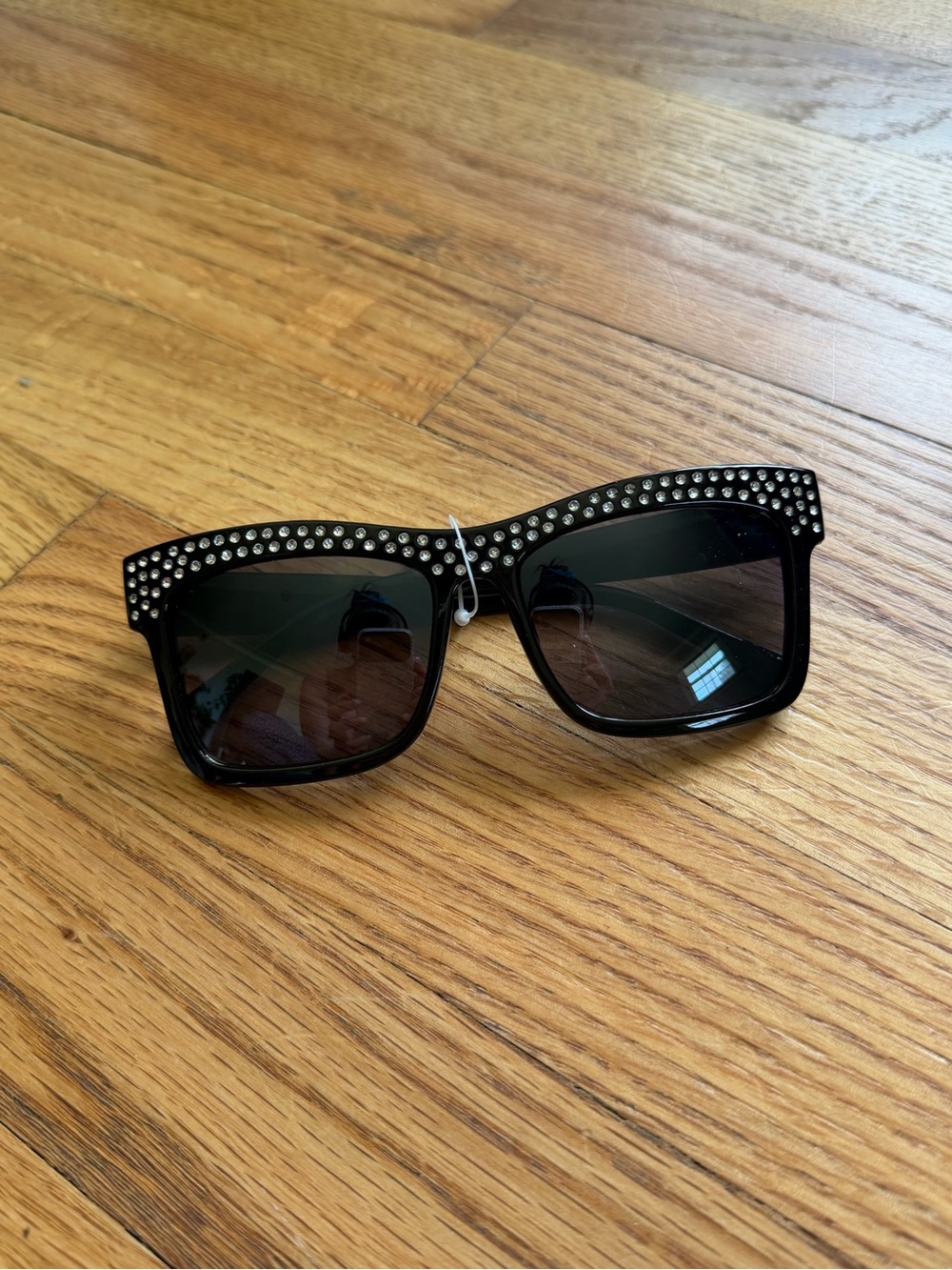 Y2K Black Studded Square Sunglasses